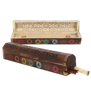 Wooden Hand Made Incense Burner Box Brown